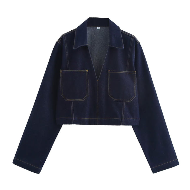 Cross-border new products 2024 European and American style women's foreign trade wholesale ZRA in stock design short Denim shirt