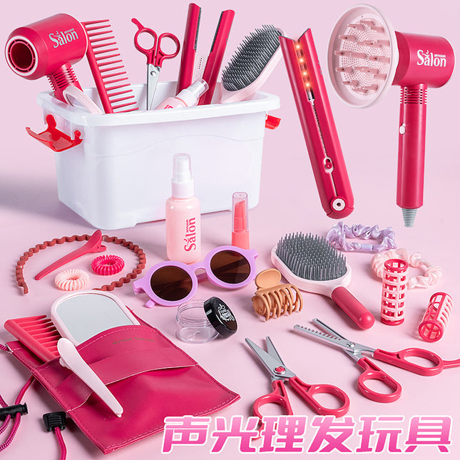 Children's Barber suit Toy Little Girl Hair Dryer Tube Washing Hair Cutting Salon Simulation Kindergarten