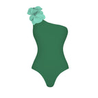 Green one shoulder swimsuit / S