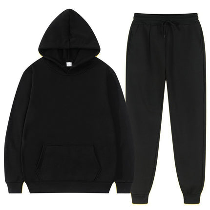 Men's suit Foreign Trade Cross-border Sports Sweater Pullover Sweater Fleece Fashion Solid Color Men's Hoodie Two-piece Set