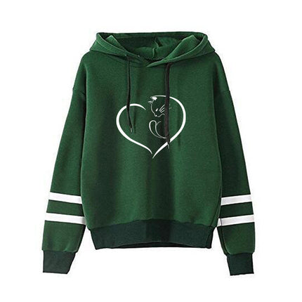 2021 AliExpress Amazon Cross-border Valentine's Day Love Cat Print Parallel Bars Hooded Wear Europe and America Autumn and Winter