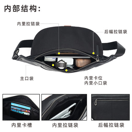Cross-border Top-layer Cowhide High-end Men's Crossbody Backpack Casual Bags Men's Large Capacity Genuine Leather Chest Bag