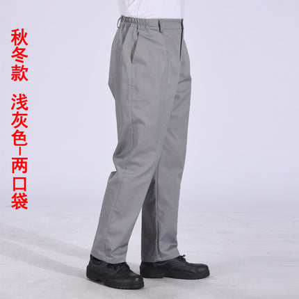 Autumn and Winter Pure Cotton Work Pants for Men, Wear-Resistant Welding Workwear, Blue Construction Site Workshop Handling Work Clothes Pants