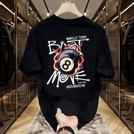 American Street Hip-Hop Trendy Brand High Street Short-Sleeved Men's Ins Trend Billiards Printed Short-Sleeved High Street Cross-Border T-Shirt Tops