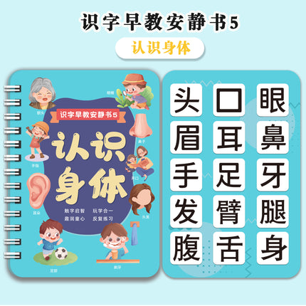 Literacy Early Education Quiet Book for Young Children Aged 3-6 Years Old Literacy Enlightenment Paste Tear-Off Book Educational Toys