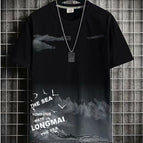Black [swallow bird picture] short sleeves / M