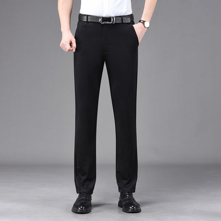 Business Casual Pants Men's Vertical Straight Dress Men's Spring and Summer Loose plus size Non-ironing Long Pants Stretch Pants