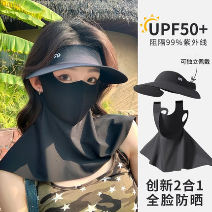 Full Face Sun Protection Mask for Women, Uv Protection Summer Cycling Sunshade Mask, Face Protection Facekini, Breathable Style