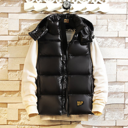 Black gold vest men's winter thickened cold-proof outer wear down cotton vest loose plus size coat one-piece delivery