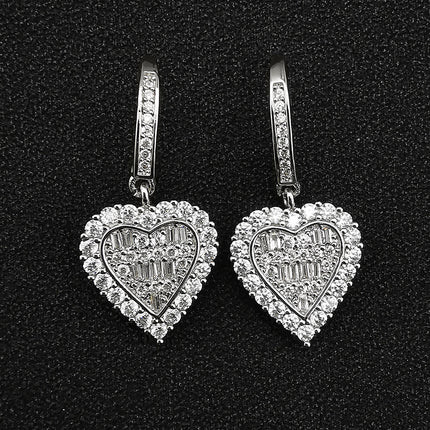 Girls heart ear hook earrings Mori new best selling Joker zircon love net red with earrings wholesale 5672
