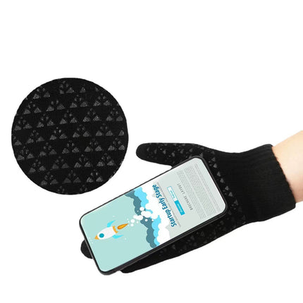 Knitted warm winter thickened brushed non-slip wool plush outdoor riding touch screen wear-resistant breathable windproof gloves