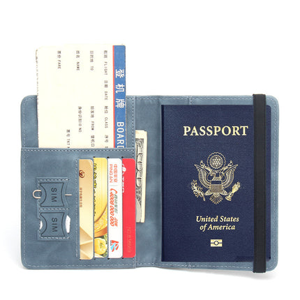 Rfid Anti-Magnetic Passport Holder Amazon Passport Book English Airline Ticket Holder Multi-Card Slot Elastic Band Passport Cover Leather