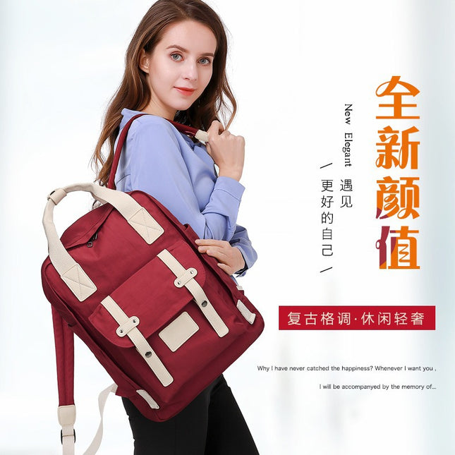 Backpack Women's Fashion Backpack Nylon Cloth Backpack Women's 2025 New Large Capacity Water-Repellent Travel School Bag