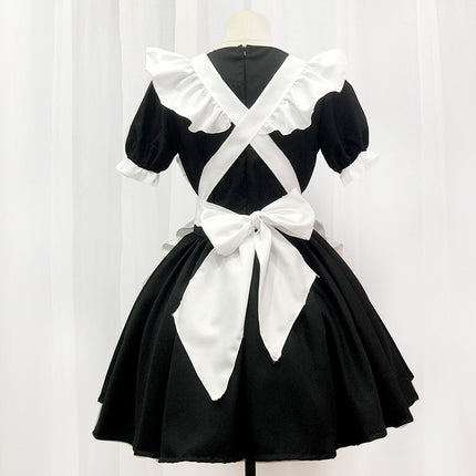 Japanese Black Classic Maid Outfit Alice Soft Girl Lolita Maid Dress Cafe Dress