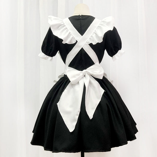 Japanese Black Classic Maid Outfit Alice Soft Girl Lolita Maid Dress Cafe Dress