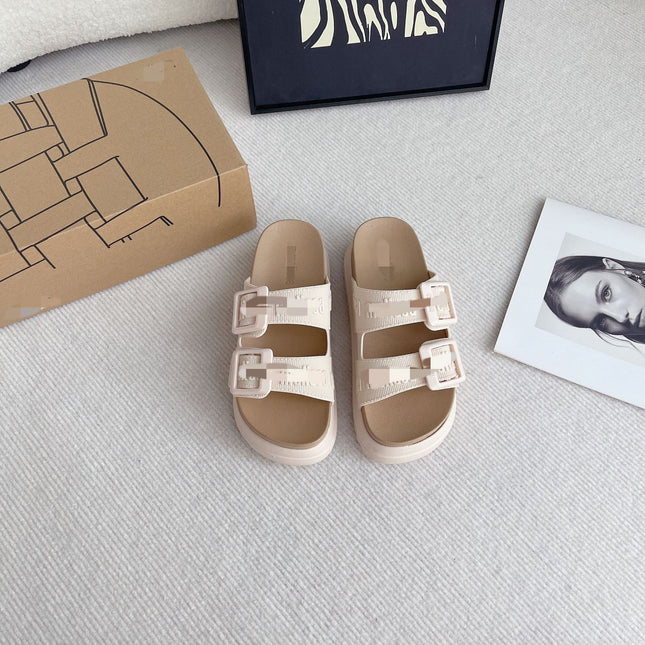 2026 New Summer Mei*Sha Style Platform Thick-Soled Double-Strap Jelly Shoes Casual Beach Sandals