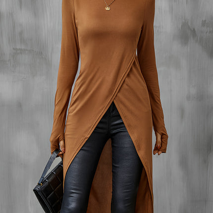 Irregular Short Front and Long Back Hem Overlapping T-Shirt