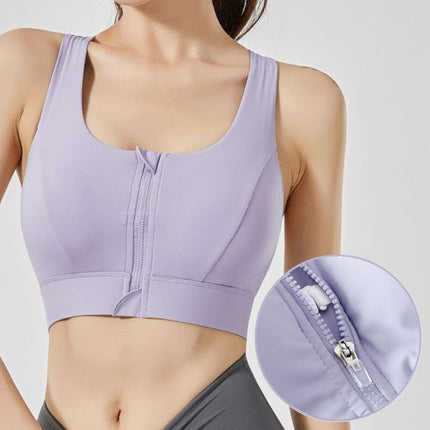 One-piece Zipper Sports Underwear Yoga Vest Running Fitness Shockproof Outer Wearing Bra Women's Bra Shock Absorbing