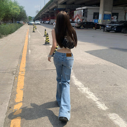 Stretch Retro Hot Girl Low-Waist Bootcut Jeans for Women in Autumn and Winter New Slimming Look Slimming Look Floor-Length Flared Pants for Women