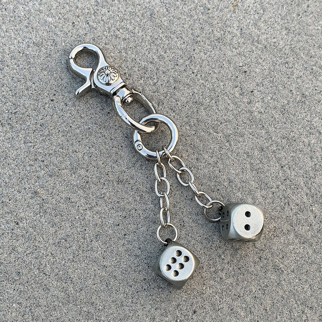Vintage Floral Heavy-Duty Keychain Dice Pendant Accessory Bag Charm Trendy Niche Style