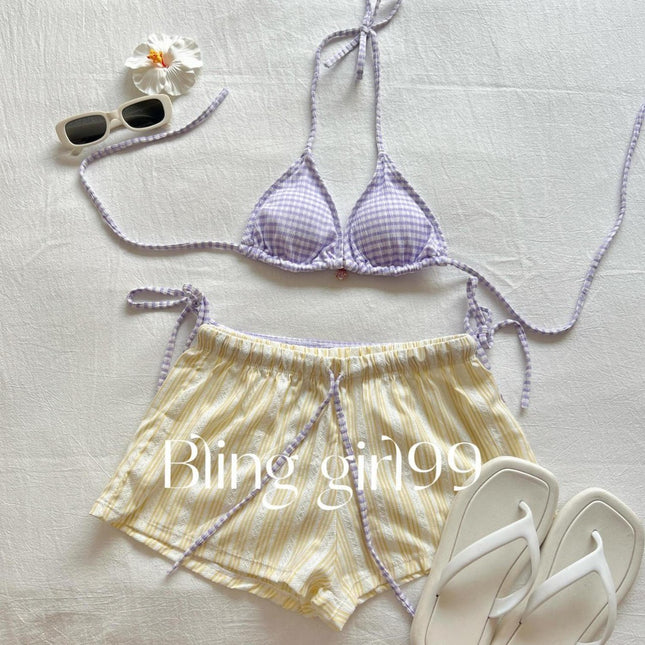Source Manufacturer Star Casual Thin Blouse Women's Summer Bikini Split Swimsuit Women's Lace Butt Curtain Suit Summer