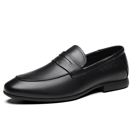 Men's shoes autumn new trendy genuine leather all-match business leather shoes men's casual soft bottom breathable slip-on peas shoes