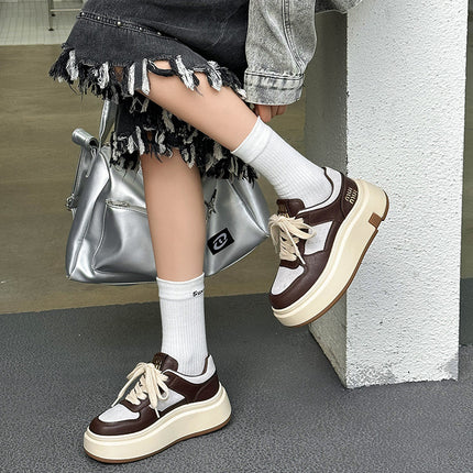Casual Shoes fleece-lined Comfortable Sneakers Heightened Lightweight Thick-soled German Training Shoes All-match New Winter 2024 Genuine Leather Cotton Shoes for Women