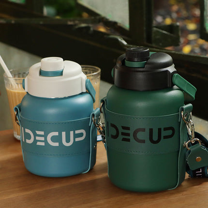 in stock 316 Stainless Steel Large Capacity Thermos Pot Portable Lacquer Straw Water Cup Student Outdoor Sports Kettle