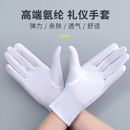 White Gloves for Jewelry Silk Satin Sunscreen High-end Photographic Stretch Etiquette Jewelry Black Dress Shop Guide
