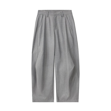 JIAMU American Style High Street Pleated Pants Retro Baggy Loose Wide Leg Neutral Scimitar Casual Pants for Men and Women