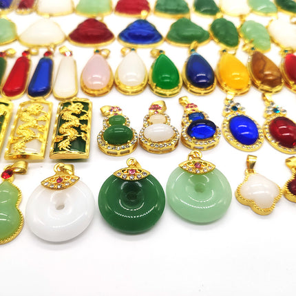 Ancient sand gold imitation jade gold-plated necklace jade brave Guanyin Buddha pendant live welfare drainage small gift supply