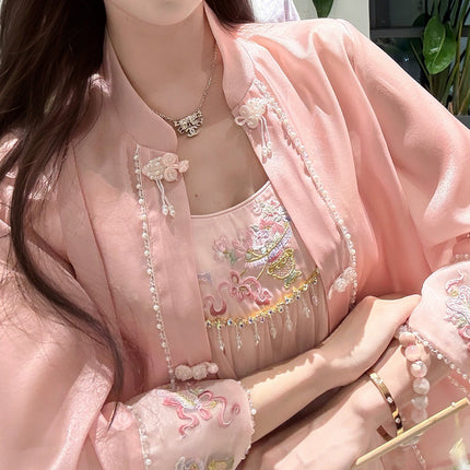 GA Ying Porcelain Cloud Yarn Sweet 2025 Spring/Summer Beautiful New Chinese Girl suit Small Embroidery Three-Piece Set