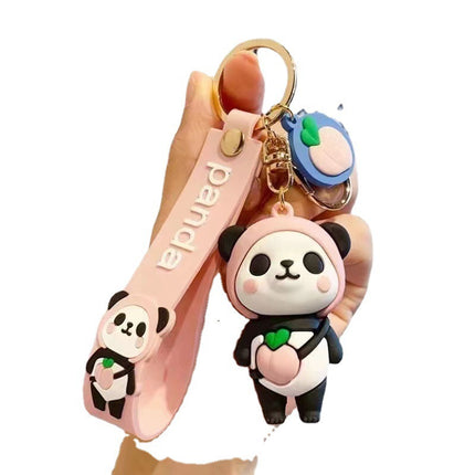 Explosive Internet Celebrity National Tide Panda Cute Doll Key Chain Silicone Car Couple Key Pendant Cartoon Bag Hanging