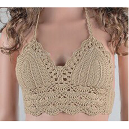 Beach Bikini Swimsuit for Women Cross-Border European and American Knitted Hollow Breathable Top Casual Sexy Intimates Set for Women
