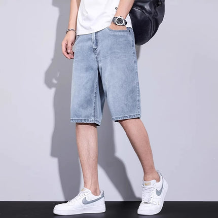 Summer Thin Denim Shorts Men's Loose Breathable Five-point Pants 2025 Summer Trendy Brand Stretch Casual Middle Pants