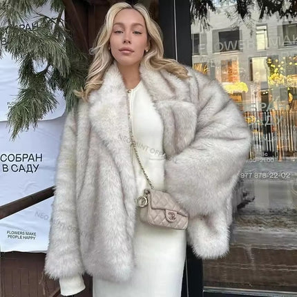 Imitation Fox Fur Grass Coat Imitation Fox Fur Lazy Style Paris Women's Fashion Fur Coat
