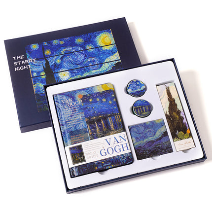 European and American Style Oil Painting Handbook Set Creative Van Gogh Monet Gift for Students Art Handbook Notepad Gift Box