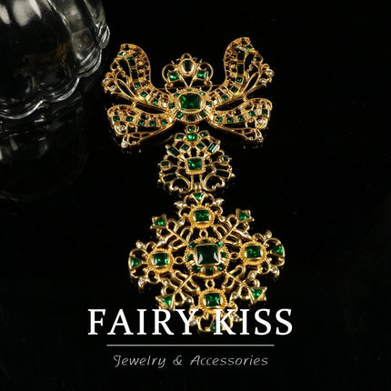 Women's medieval classic bow hollow snowflake inlaid glass inlaid diamond alloy exquisite all-match high-grade brooch