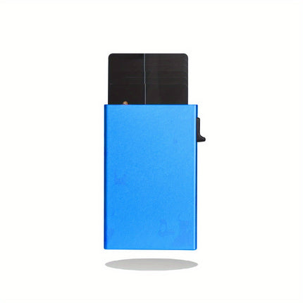 Rfid Metal Men's Card Holder Simple Ultra-Thin Bank Card Protective Cover Aluminum Alloy Side Push One-Click Card Anti-Theft Brush