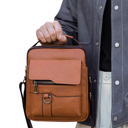 Portable Crossbody Bag Men's Shoulder Bag Retro Vertical Backpack Official Document Business Men's Bag Casual Men's Leather Bag Satchel