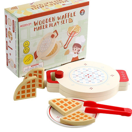 Wooden Toy Children's Play Toy Kitchen Bread Machine Coffee Machine Stirring Solid Wood Girl Baby Breakfast