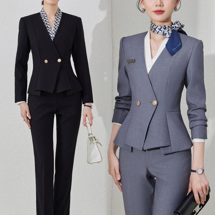 High-end Suit suit Female Spring and Autumn Professional Temperament Goddess Fan Hotel Manager Front Desk Reception Beauty Salon Overalls