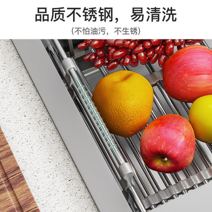 Factory Direct Sales Retractable Drain Rack Kitchen Sink Drain Basket Stainless Steel Thickened Dish Basin Drain Rack Storage Rack