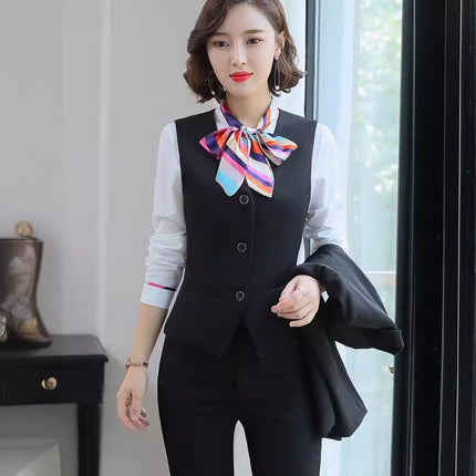 Three-piece suit overalls manager interview formal attire front desk beauty salon business attire bank mobile vest uniform