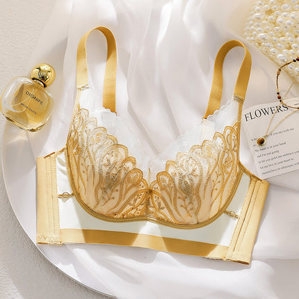 Spring and Summer Lace Rabbit Ear Underwear for Women Without Rims, Anti-Sagging, Ultra-Thin Bra, Push-Up Big Breasts, Make You Look Smaller