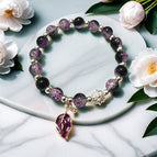 Bd08 crow heart acacia leaf bracelet