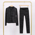 Camouflage hooded stamped jacket cropped pants suit / 2/S