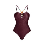 Wine red one-piece swimsuit / S