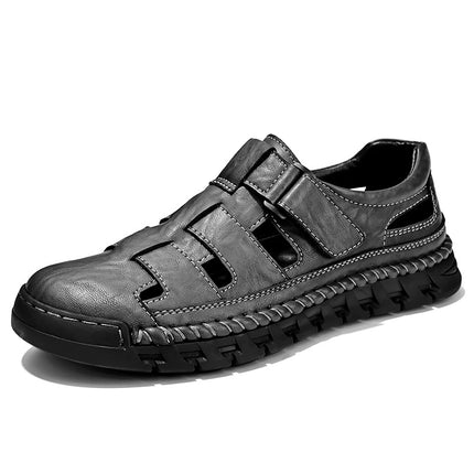 Amazon's Best-Selling New Summer Products, Large Size Hand-Stitched Casual Breathable Genuine Leather Toe-Cap Sandals and River Shoes