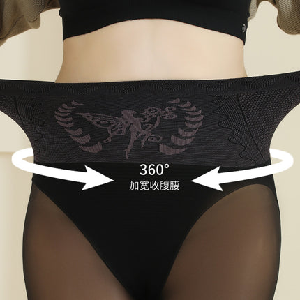 Black silk skin-transparent water light socks light leg artifact abdominal hip high waist high elastic plus size thickened one-piece pants women